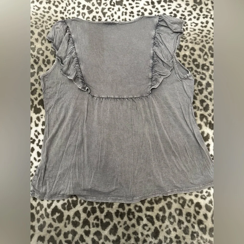 Solitaire Embroidered Boho Peasant Top in Gray Size Medium - Picture 12 of 17